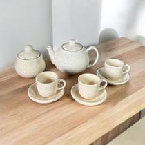 3 Xícaras de Café Com Pires Bule e Açucareiro Feitos de Cerâmica 3 Xícaras de Café Com Pires Bule e Açucareiro Feitos de Cerâmica