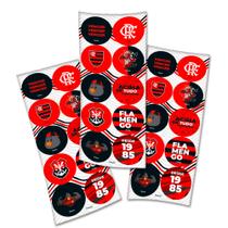 30 Adesivos Flamengo redondo decoração festa aniversário