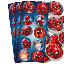 30 Adesivos Homem Aranha redondo decoração festa