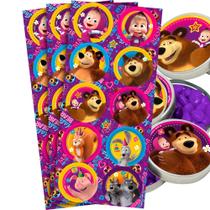 30 Adesivos Masha e o Urso redondo decoração festa 30 Adesivos Masha e o Urso redondo decoração festa