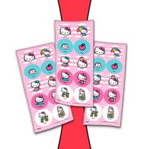 30 Adesivos redondo decoração Hello Kitty Rosa festa anivers