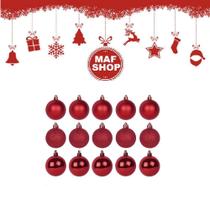 30 Bolas Natal Lisa Fosca Glitter Vermelha Vinho Enfeite - Cromus