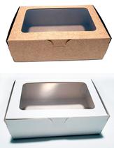 30 Caixas Lisa Para 6 Doces ou Multiuso em Branco ou Kraft - c/ visor 12x08x04cm 30 Caixas Lisa Para 6 Doces ou Multiuso em Branco ou Kraft - c/ visor 12x08x04cm