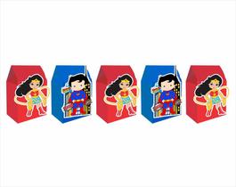 30 Caixinhas MILK para doces Mulher Maravilha e Superman Baby