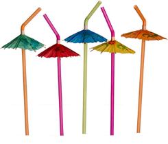 30 Canudo Decorativo Guarda-Chuva Colorido