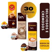 30 Capsulas Tres Corações Cappuccino Classic+Havanna+Avelã 30 Capsulas Tres Corações Cappuccino Classic+Havanna+Avelã