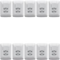 30 Conjunto Interruptor Simples 6A + 2 Tomadas 2P+T 10A Aria