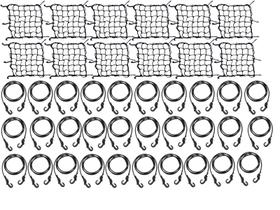 30 Elasticos Extensor 1,5 M + 12 Redinha Aranha 35x35 Gancho A Gancho Preto