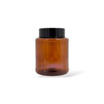 30 Embalagem de Pote PVC Âmbar 250ml com Tampa Preta