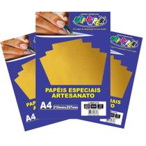 30 folhas Papel Lamicote Off Paper 250g artesanato dourado