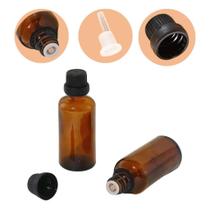 30 Frascos Vidro 30ML Âmbar Tampa Preta com Lacre com Batoque Gotejador Conta Gota Oleos Essencias