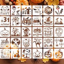 30 peças de estênceis de Halloween HFHungKeong 13 cm de plástico reutilizável 30 peças de estênceis de Halloween HFHungKeong 13 cm de plástico reutilizável