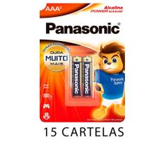 30 Pilhas Alcalina Aaa Sm-2 Panasonic - 15 Cartelas