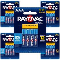 30 Pilhas Alcalina Rayovac AAA - 5 Cartelas
