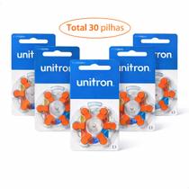 30 Pilhas Baterias 13 Pr48 Laranja Aparelho Auditivo Unitron