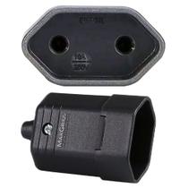 30 Plugue Plug Tomada Femea 10a 2 Pinos Preto Margirius