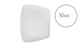 30 Prato Quadrado Plástico Branco Refeição Lanche Atacado