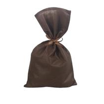 30 Saquinhos Sacolinhas 15x23 Tnt Marrom Com Fita Marrom