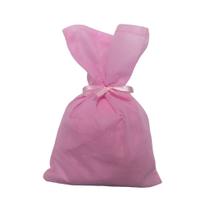 30 Saquinhos Sacolinhas 15x23 Tnt Rosa Com Fita Rosa