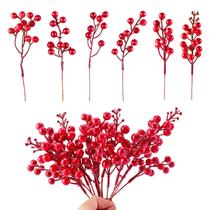 30 Tallos Artificiales de Bayas Rojas para Manualidades de Navidad 30 Tallos Artificiales de Bayas Rojas para Manualidades de Navidad