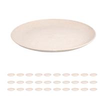 30 UN Prato Lanche Sobremesa Redondo Resistente 20cm Bege