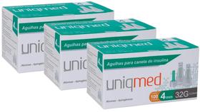 300 Agulha Para Caneta de I nsulina 4mm x 32G Uniqmed