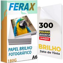 300 Folhas Papel Fotográfico Glossy 180g 10x15 Padrão - FERAX