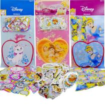 300 Mini Adesivos + Porta Adesivos Gatinha Marie e Princesas Disney