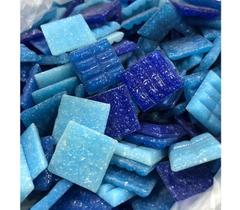 300 Pastilhas Decorativas Mix Azul- 2x2cm - VIDROTIL