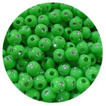 300 pçs miçanga verde c/ strás 5mm abs ideal para bijuterias colares e pulseiras em geral - loop variedades