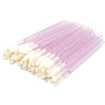 300 PCS pincéis labiais descartáveis varinhas de brilho de batom aplicador ferramenta de maquiagem, alça rosa cristal