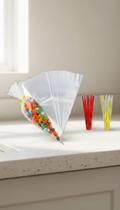300 Saquinhos Cone 10x15cm + 300 Fechos Metalizados 300 Saquinhos Cone 10x15cm + 300 Fechos Metalizados