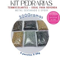 300g Kit Pedraria Ideal para Revenda Strass Cristal Metal Sextavado Termocolante Várias Cores Art Nail unha Kit300 K