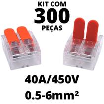 300un Conector Emenda Derivação Para Iluminação e Chuveiro 2 vias 6mm 40A/450V