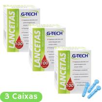 300Un Lancetas 3 caixas G-tech Agulha 28g Punção Controle Glicose Diabetes Glicemia Amostra Sangue