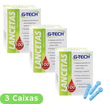 300Un Lancetas 3 caixas G-tech Agulha 30g Punção Controle Glicose Diabetes Glicemia Amostra Sangue