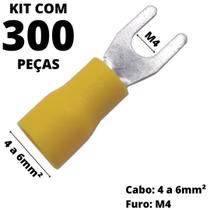 300un Terminal Forquilha Garfo Amarelo 4,0-6,0mm² M4 SV5.5-4