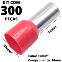 300un Terminal Tubular Ilhós Pré-isolado Simples Para Cabo de 35mm² Metal 16mm Vermelho E35-16