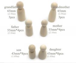 30pcs/1set Solid Hard Wood Pessoas diferentes tamanho natural tinta de preparação de rampa inacabada ou bonecas de madeira de madeira manchada família peg Dentes de bebê
