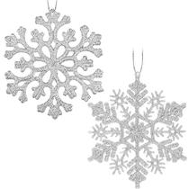 30PCS Natal Glitter Snowflake Ornamentos Plástico Flocos de Neve Ornamentos-Decorações da árvore de Natal, 4.7-inch (prata) - Jorysics