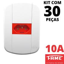 30un Tomada Padrão 2P+T 10A 220V Vermelha Com Placa Blanc Mais FAME