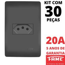 30un Tomada Padrão 2P+T 20A Com Placa Habitat Black FAME