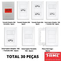 30un Tomadas e Interruptores 4x2 Com Placa Evidence FAME