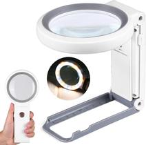 30x 10x lupa com luz e suporte dobrável lupa portátil 18 led iluminado lupa para leitura