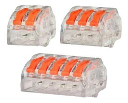 30x Conector Derivação Borne Emenda Rápida Fios 2, 3, 5vias