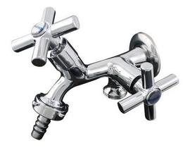 3153 C70 Torneira Dupla Duas Saídas Em Metal Cromado Para Tanques e Áreas Externas 3153 C70 Torneira Dupla Duas Saídas Em Metal Cromado Para Tanques e Áreas Externas