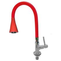 3167 C80 Torneira Gourmet Bica Móvel P/ Bancada Mesa Pia Cozinha Tubo Cone Flexível Vermelho