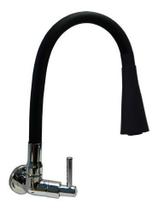 3168 C80 Torneira Gourmet Bica Móvel de Parede Cozinha C/ Tubo Cone Preto Flexível