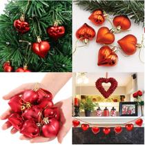 32 Bolas Para Árvore De Natal Em Formato De Coração Brilho - Cromus