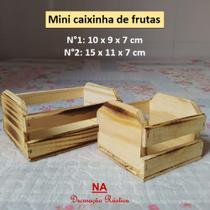 32 Mini caixinha de fruta madeira decoração mesa pequeno P + G queimado